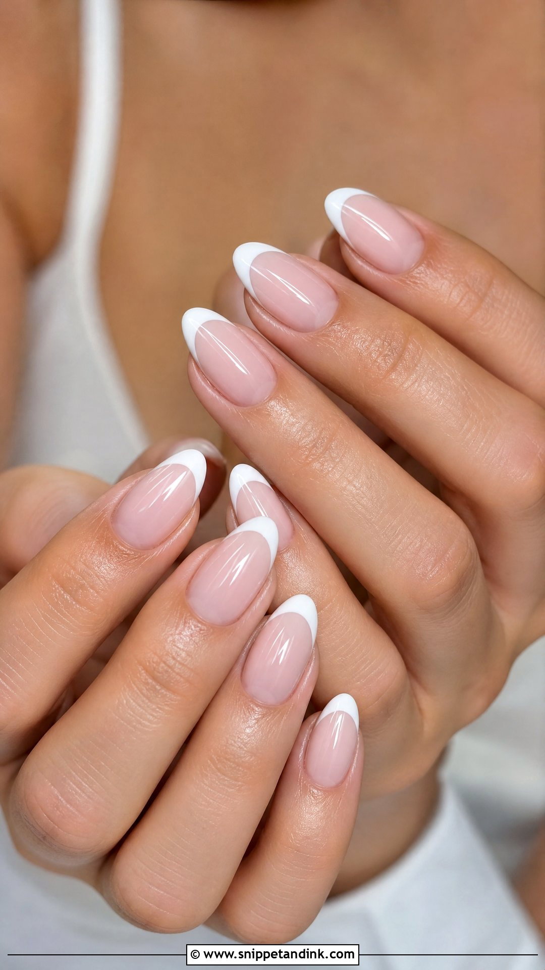 Almond French Tip Bridal Nails - Snippet and Ink - 25 Almond Shape Bridal Nails
