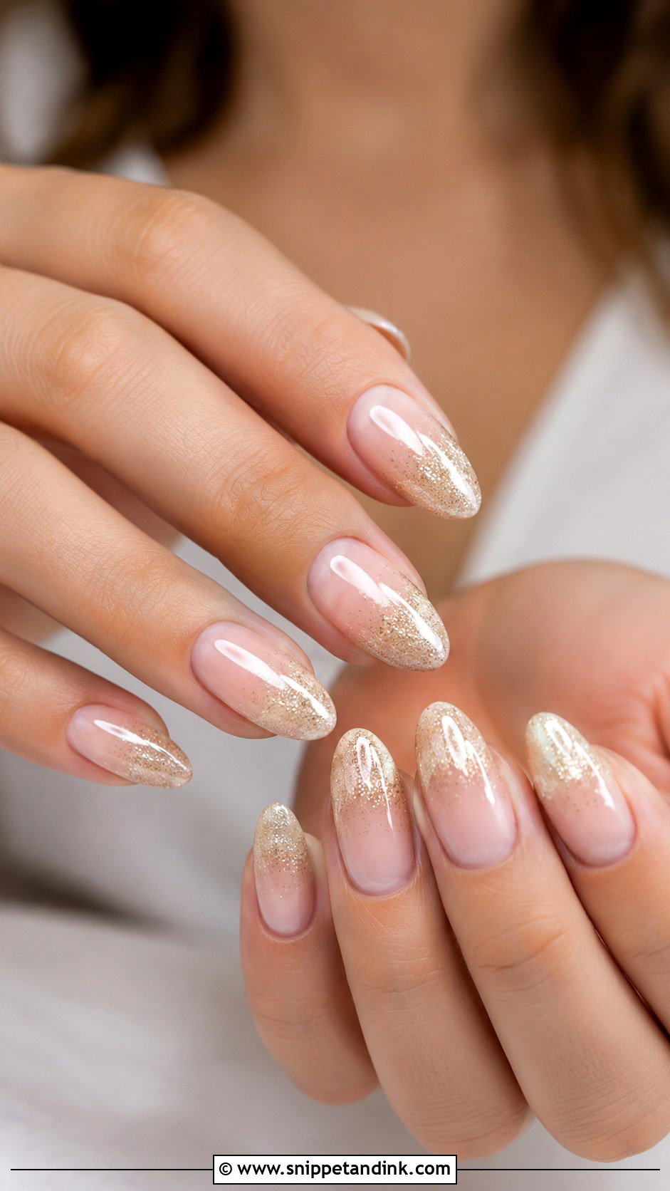 Almond Glitter Bridal Nails - Snippet and Ink - 20 Glitter Bridal Nails
