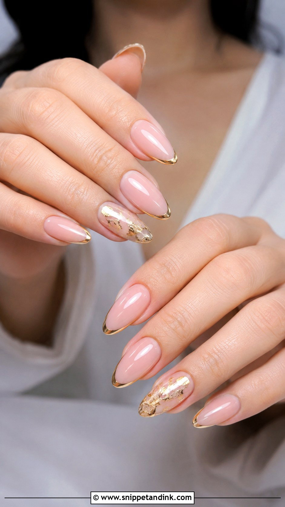 Almond Gold Bridal Nails - Snippet and Ink - 20 Gold Bridal Nails
