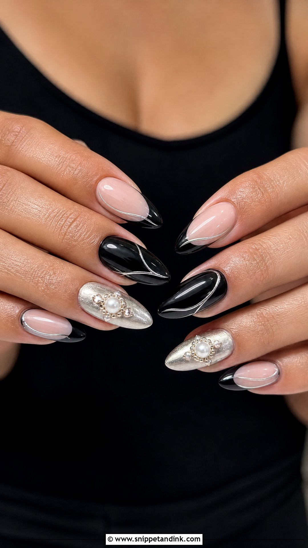 Almond Goth Wedding Nails - Snippet and Ink - 25 Goth Wedding Nails