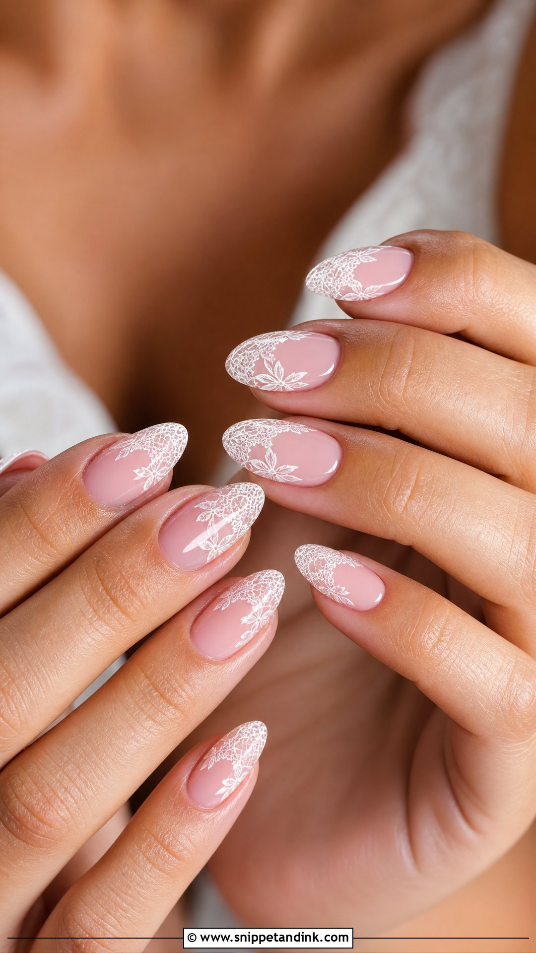 Almond Lace Wedding Nails - Snippet and Ink - 25 Lace Wedding Nails