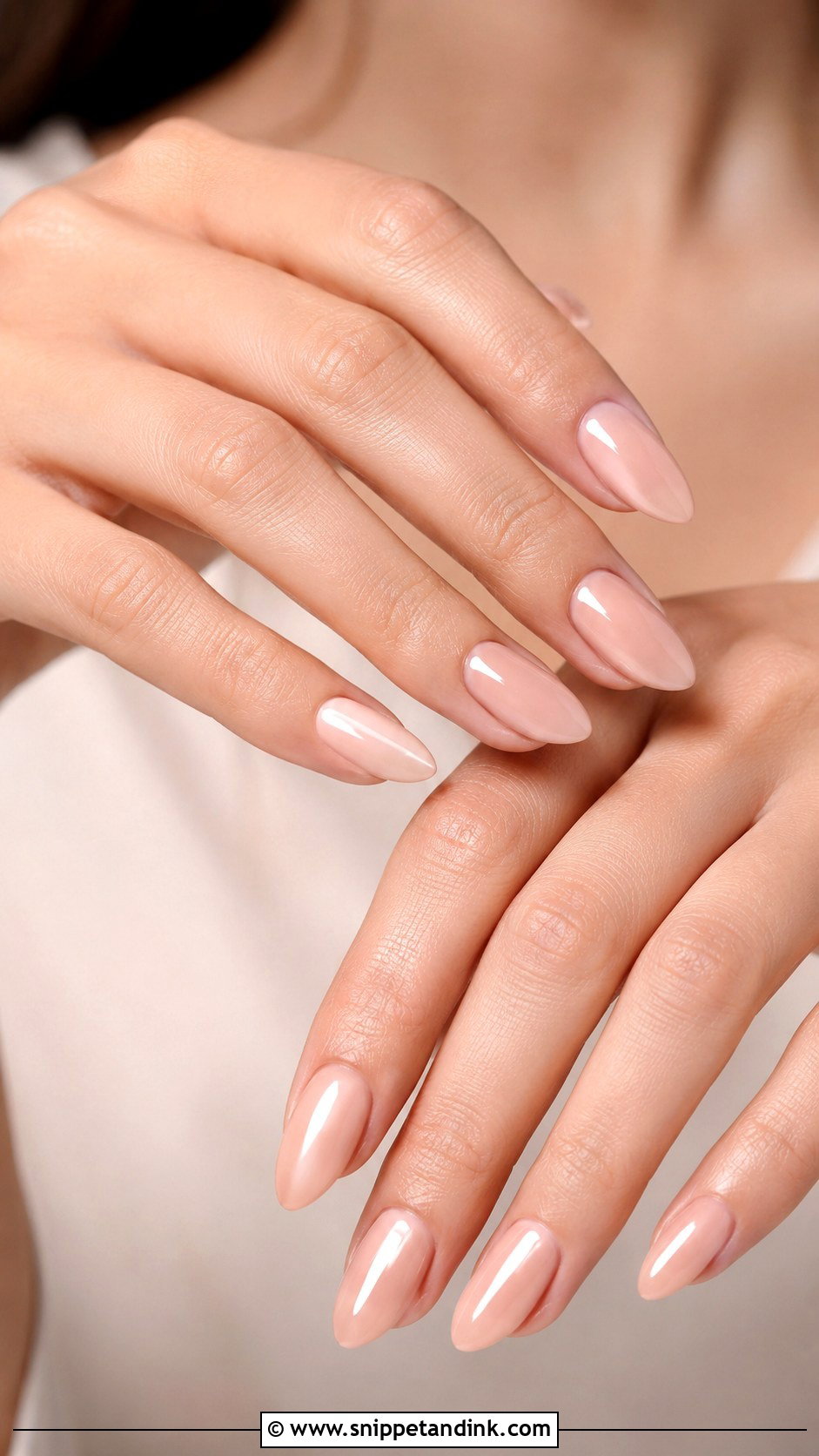 Almond Nude Bridal Nails - Snippet and Ink - 20 Bridal Nail Color Ideas