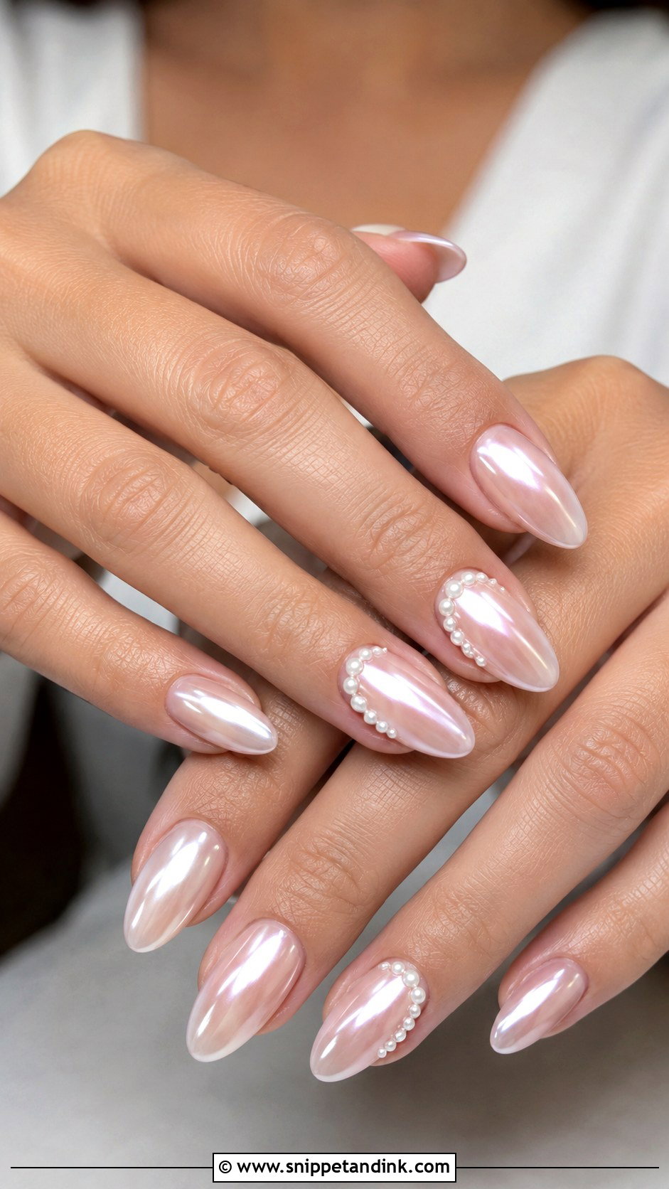 Almond Pearl Bridal Nails - Snippet and Ink - 20 Pearl Bridal Nails