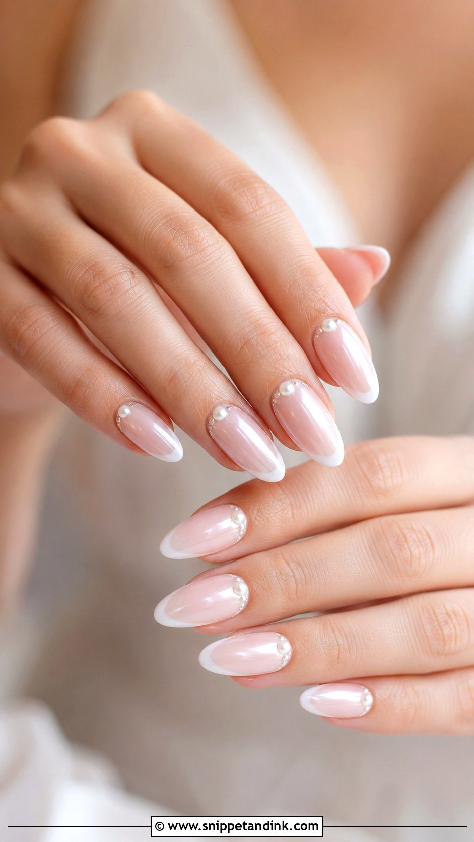 Almond Pearl Wedding Nails - Snippet and Ink - 20 Pearl Wedding Nails for Bride