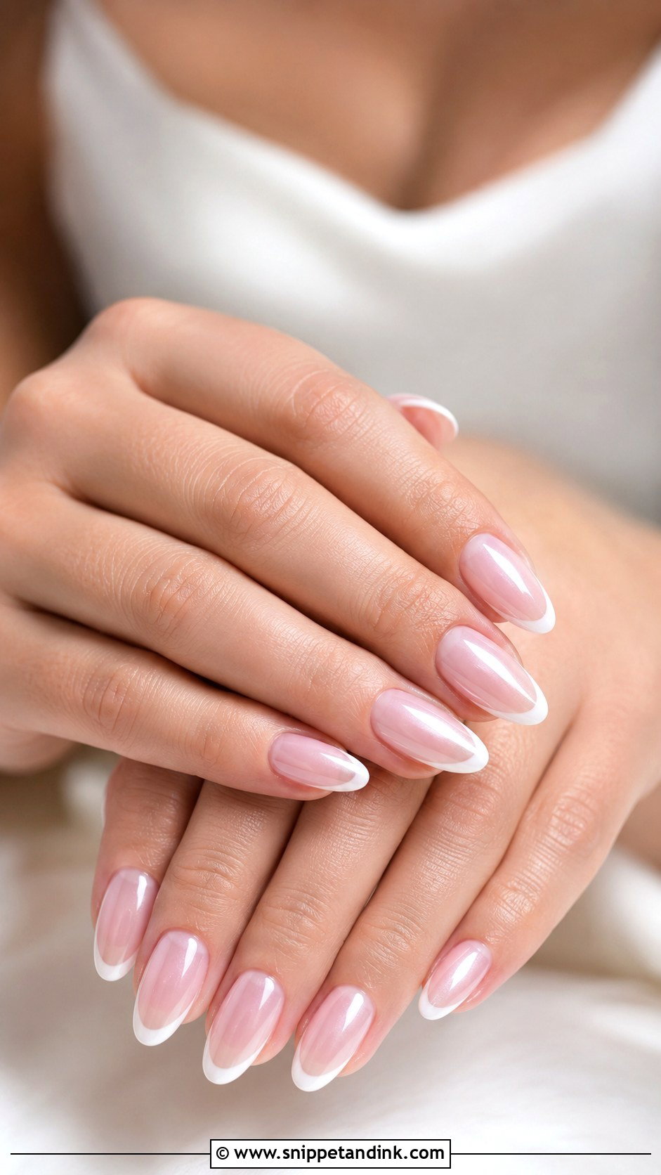 Almond Pink And White Bridal Wedding Nails - Snippet and Ink - 20 Elegant White Pink Bridal Wedding Nails