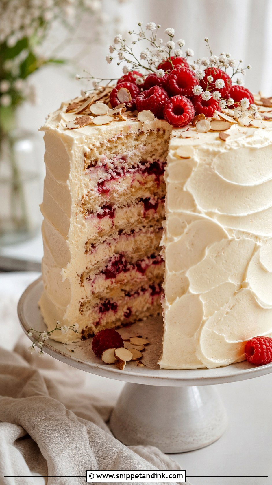 Almond Raspberry Cream Cheese Wedding Cake - Snippet and Ink - 25 Almond Raspberry Wedding Cake Ideas