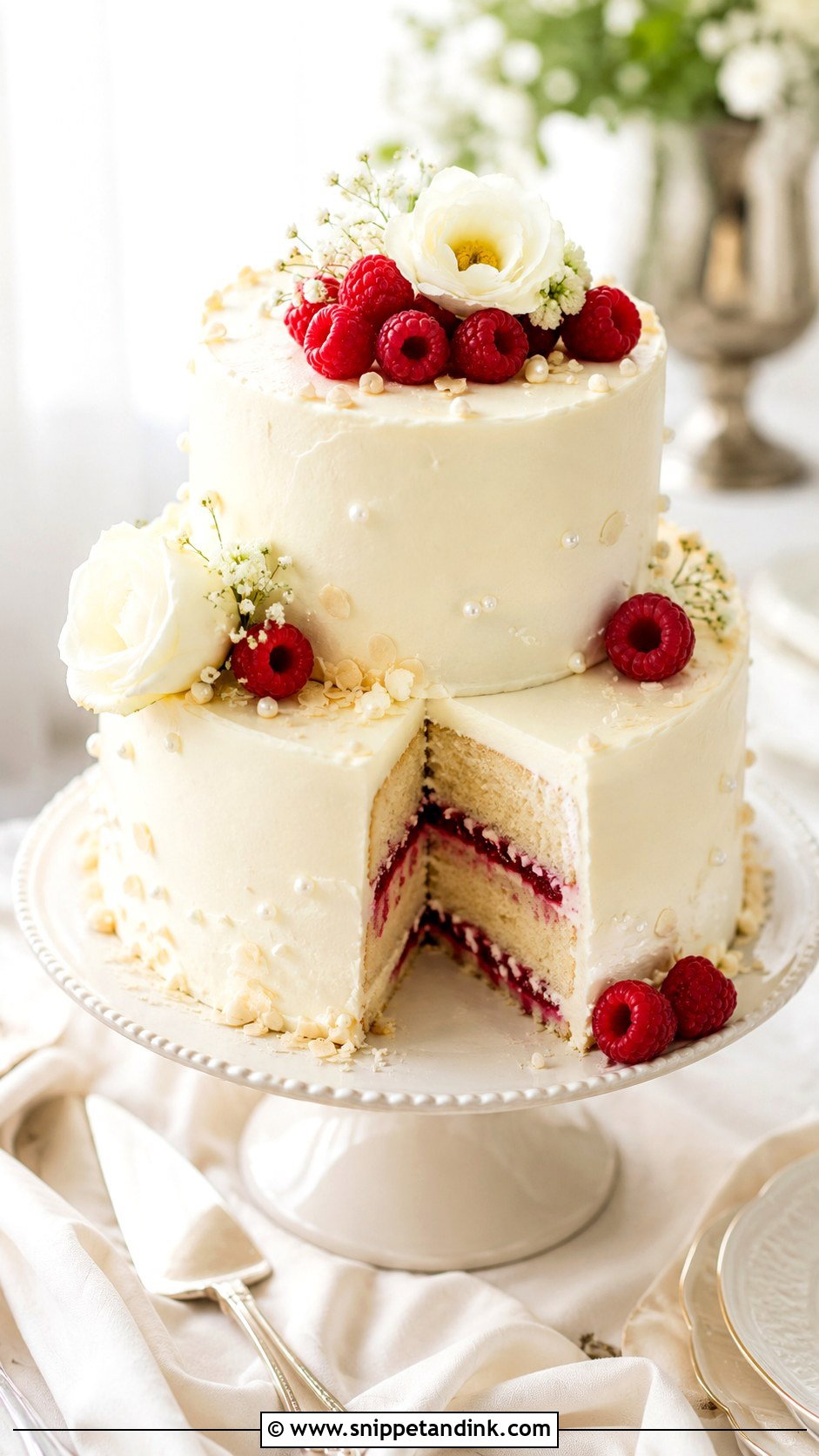 Almond Raspberry Wedding Cake - Snippet and Ink - 20 Classic Wedding Cake Recipe