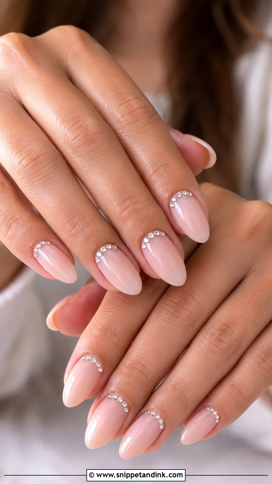 Almond Rhinestone Wedding Nails - Snippet and Ink - 20 Wedding Nails with Rhinestones