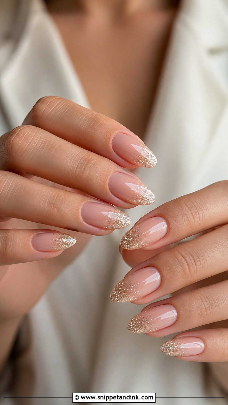 Almond Sparkle Wedding Nails - Snippet and Ink - 20 Sparkle Wedding Nails