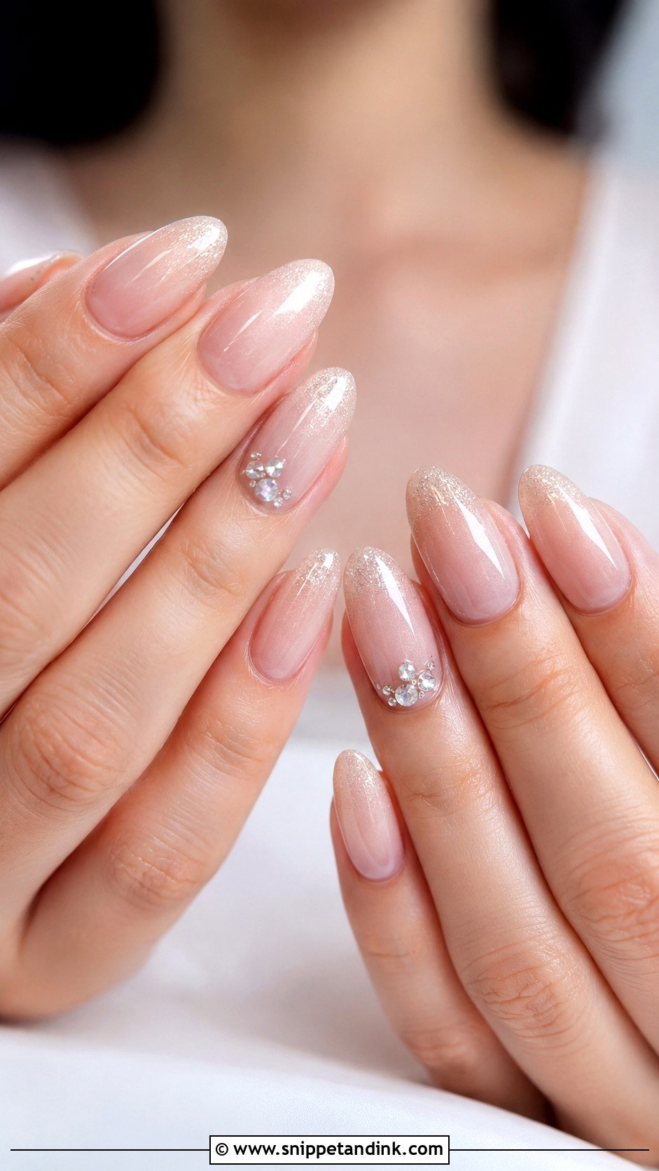 Almond Sparkly Wedding Nails - Snippet and Ink - 20 Sparkly Wedding Nails
