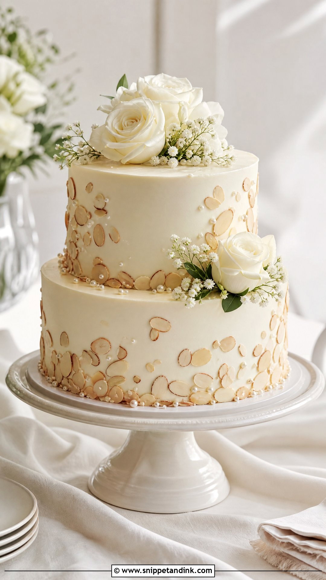 Almond Wedding Cake - Snippet and Ink - 30 Simple Wedding Cake Ideas