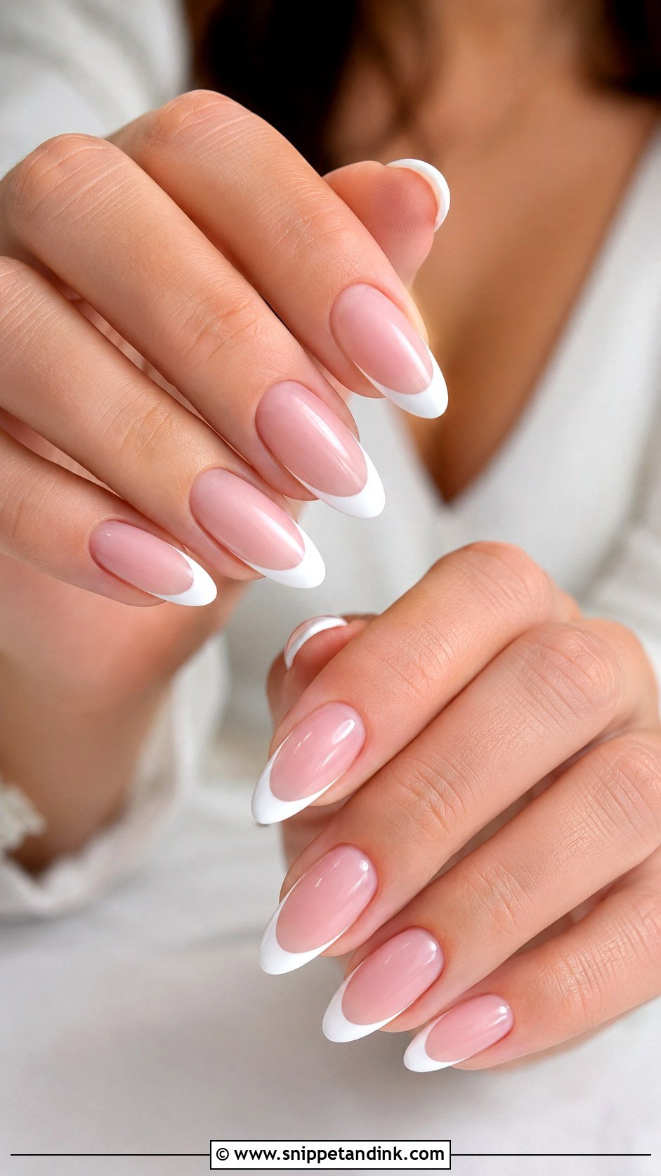 Almond Wedding French Tip Nails - Snippet and Ink - 20 Almond Shaped Wedding Nails