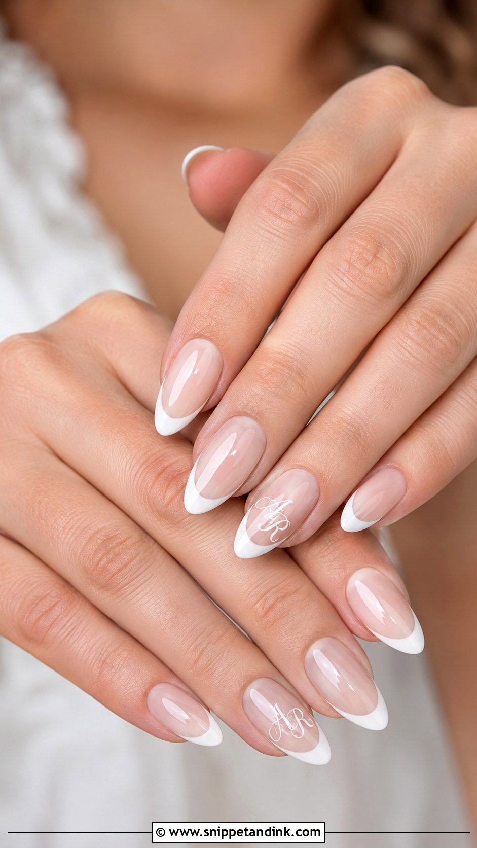 Almond Wedding Nails With Initials - Snippet and Ink - 20 Wedding Nails with Initials