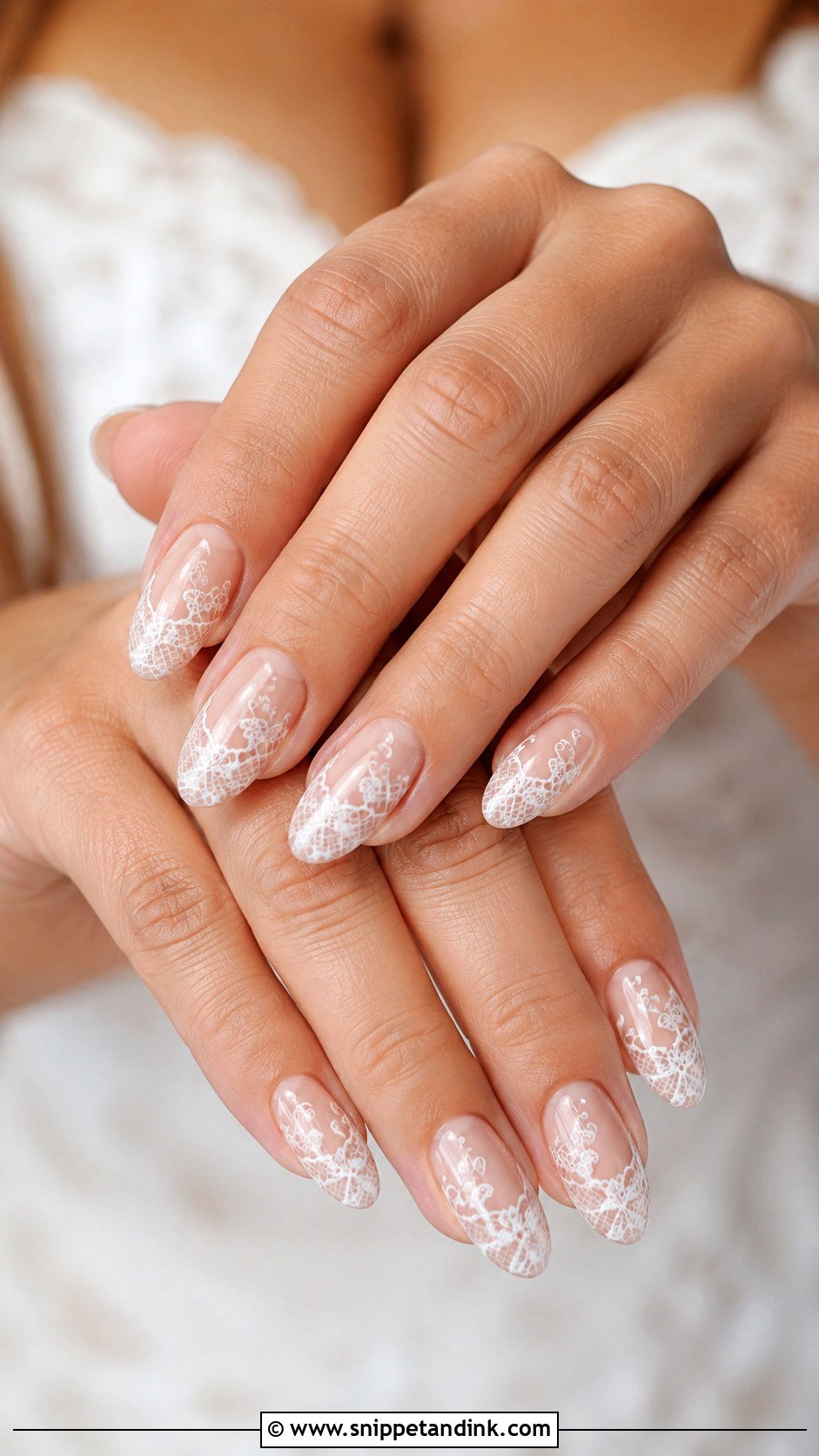 Almond Wedding Nails With Lace - Snippet and Ink - 20 Wedding Nails for Bride 2025