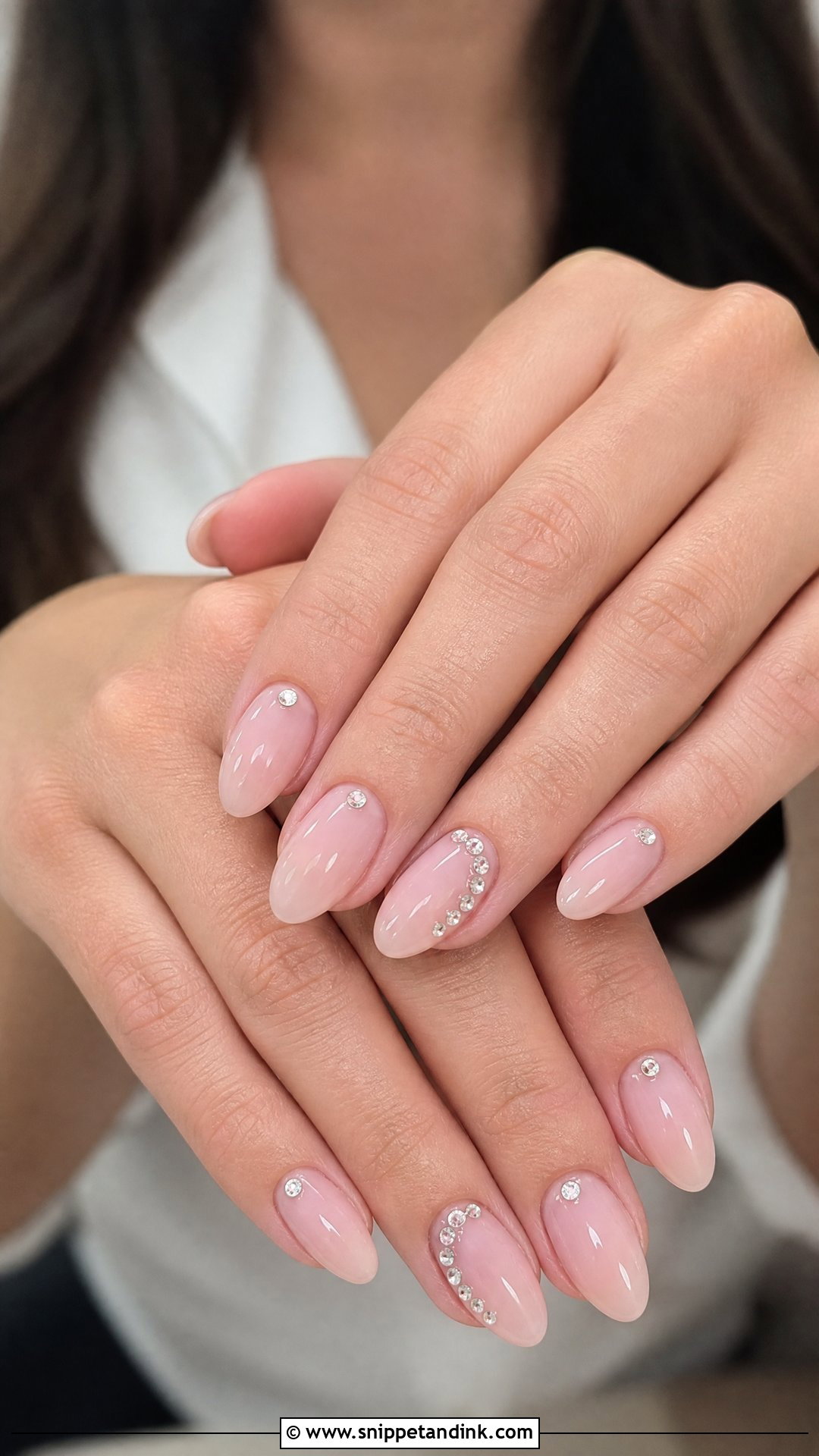 Almond Wedding Nails With Rhinestones - Snippet and Ink - 35 Nail Art Wedding Ideas