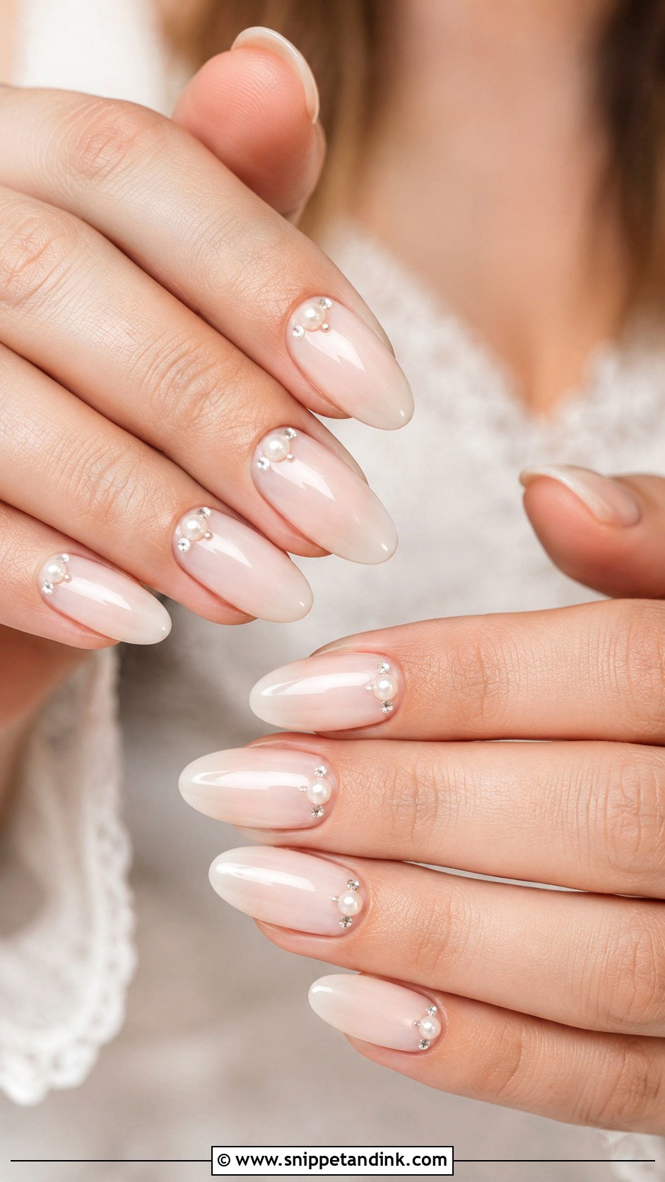 Almond Wedding Pearl Nails - Snippet and Ink - 20 Almond Shaped Wedding Nails