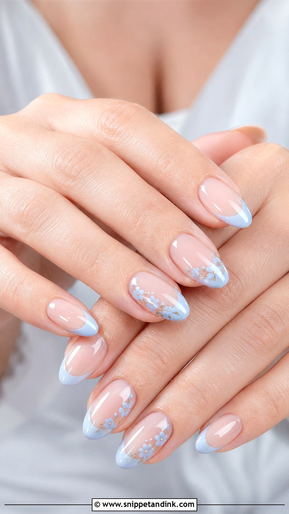 Almond Wedding Something Blue Nails - Snippet and Ink - 20 Almond Shaped Wedding Nails