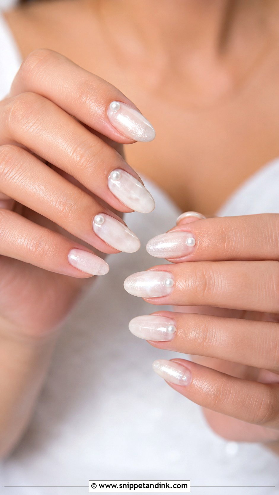 Almond White Wedding Nails - Snippet and Ink - 20 White Wedding Nails Brides