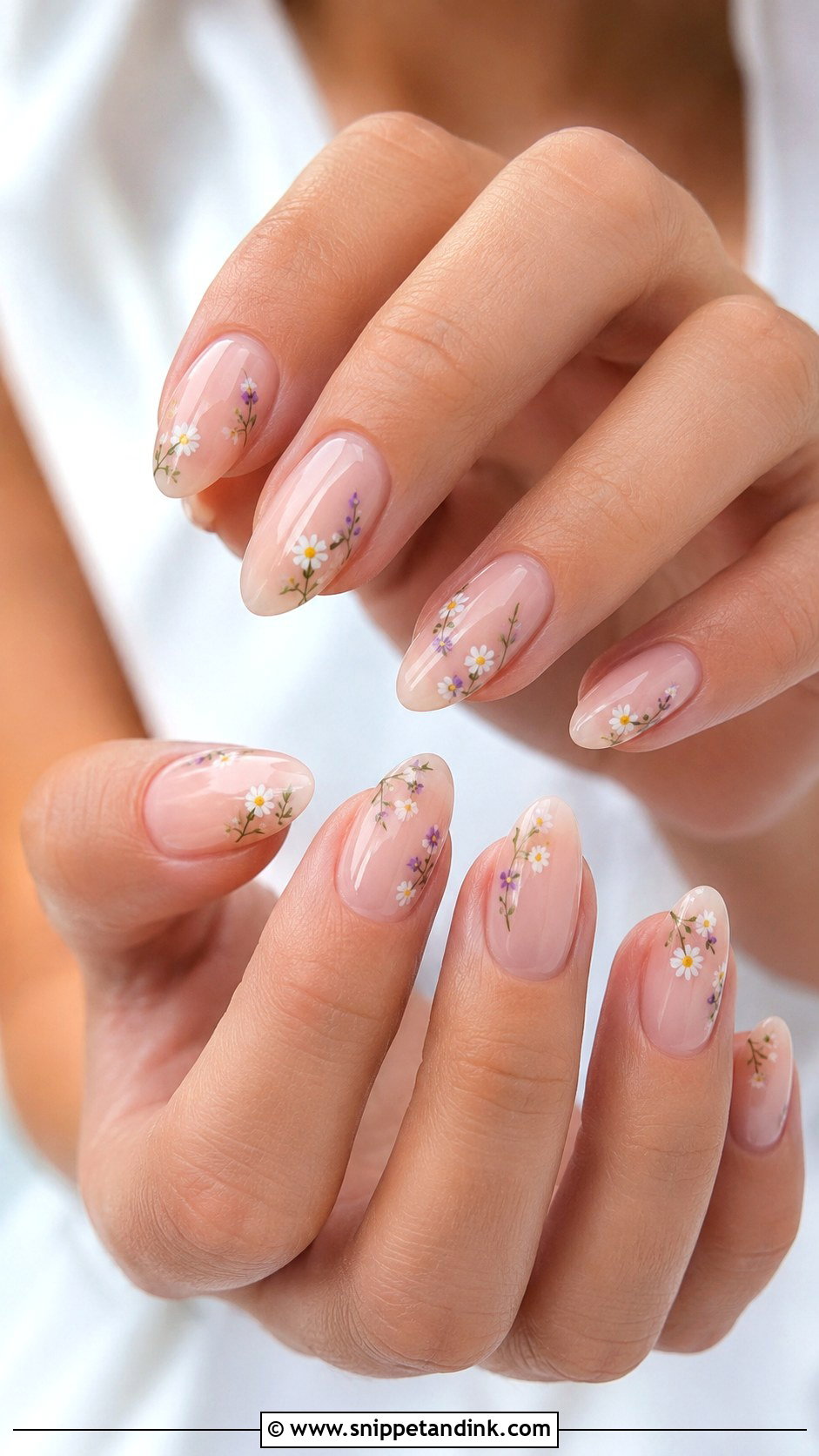 Almond Wildflower Wedding Nails - Snippet and Ink - 20 Wildflower Wedding Nails