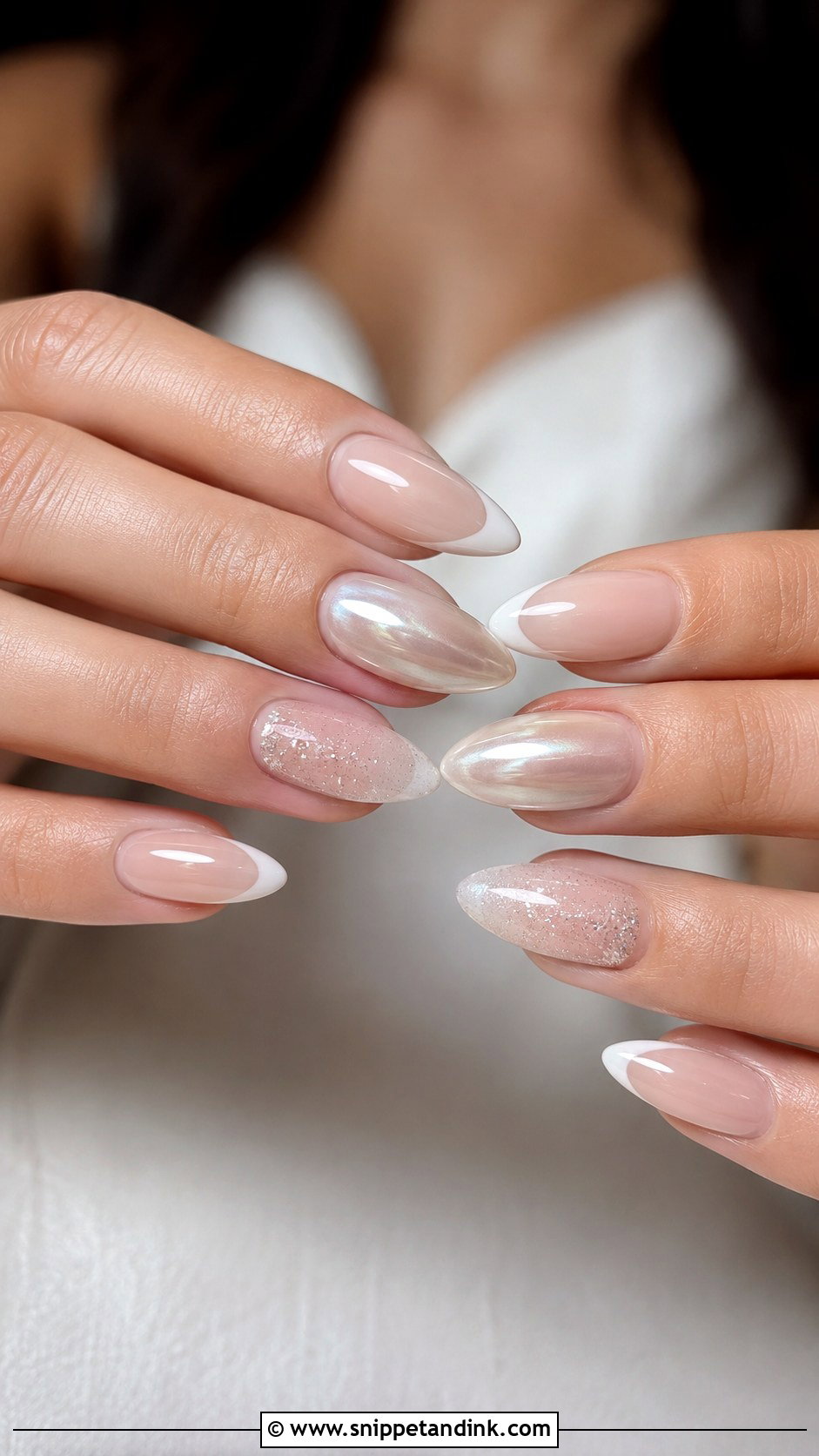 Almond Winter Bridal Nails - Snippet and Ink - 20 Winter Bridal Nails