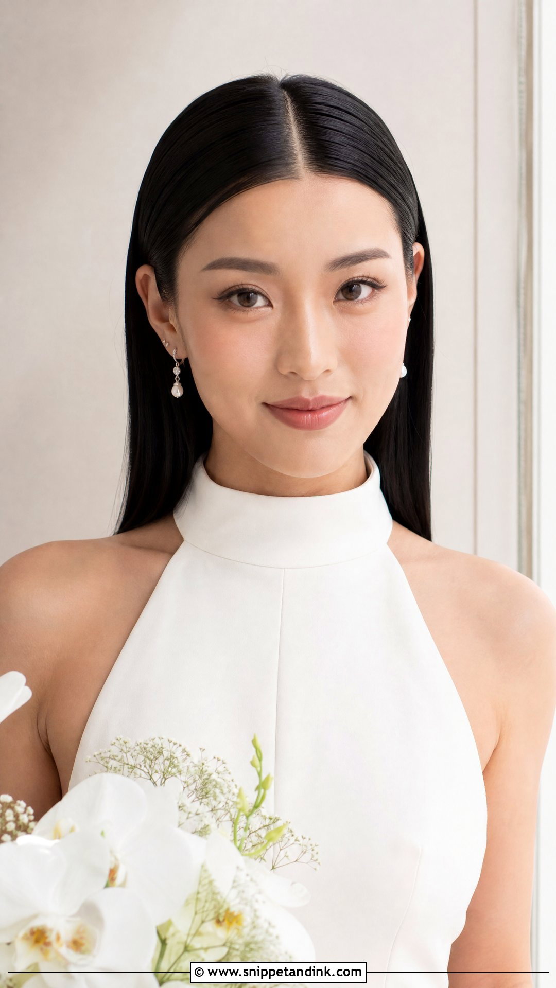Alternative Bridal Hair With A Sleek Center Part - Snippet and Ink - 15 Alternative Bridal Hair Ideas