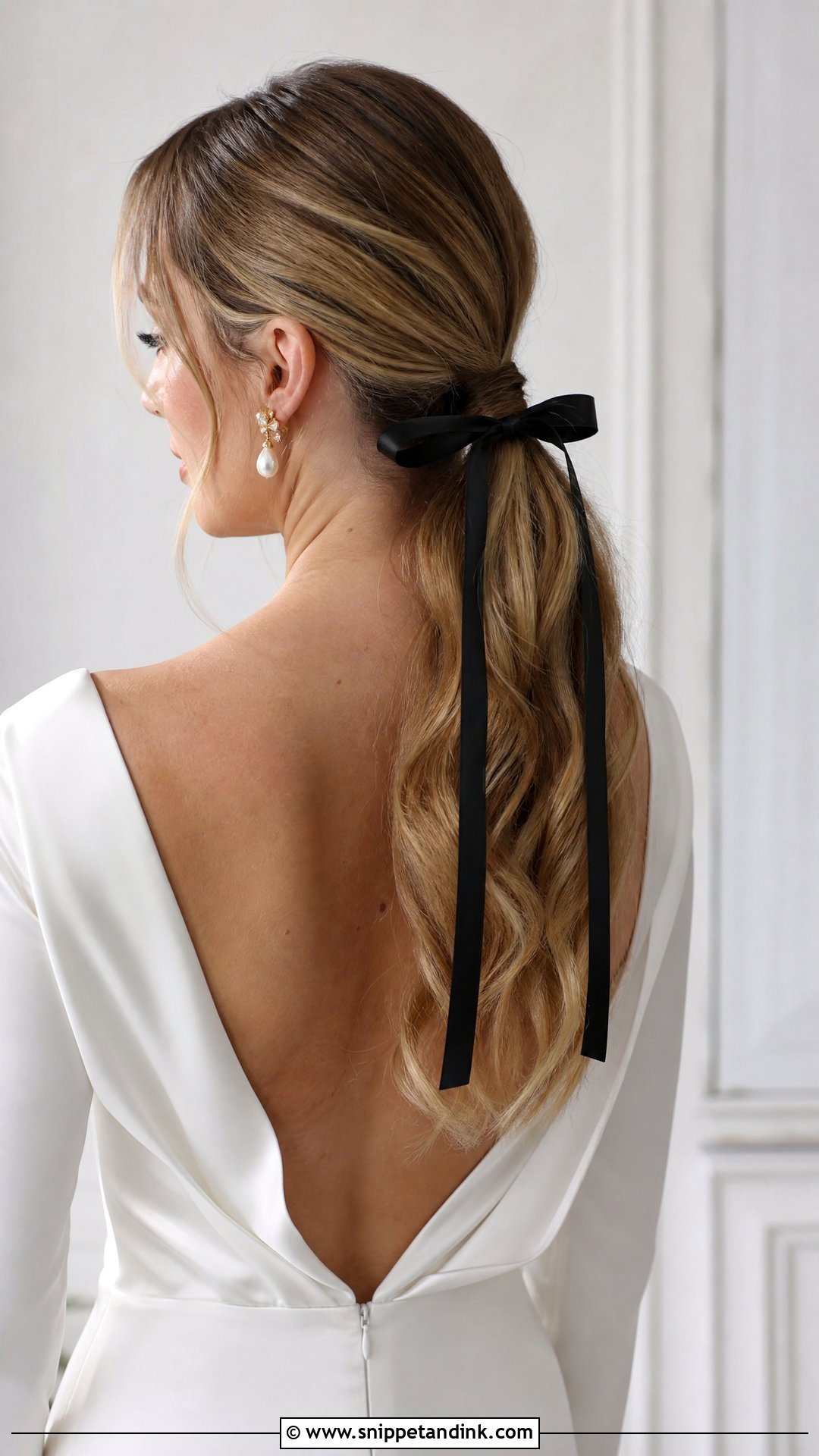 Alternative Bridal Hair With Black Ribbon - Snippet and Ink - 15 Alternative Bridal Hair Ideas