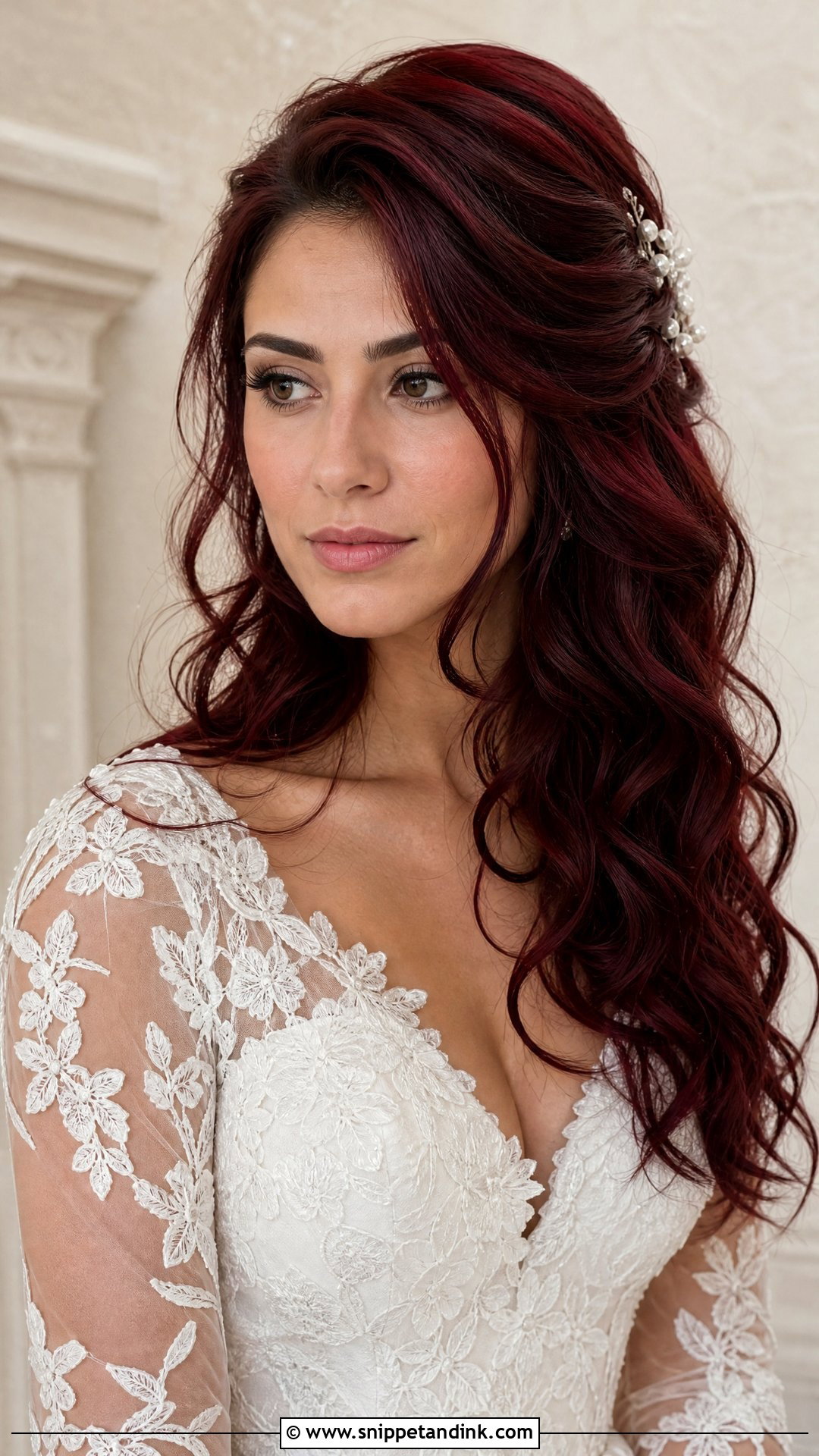 Alternative Bridal Hair With Dark Red Hair - Snippet and Ink - 15 Alternative Bridal Hair Ideas