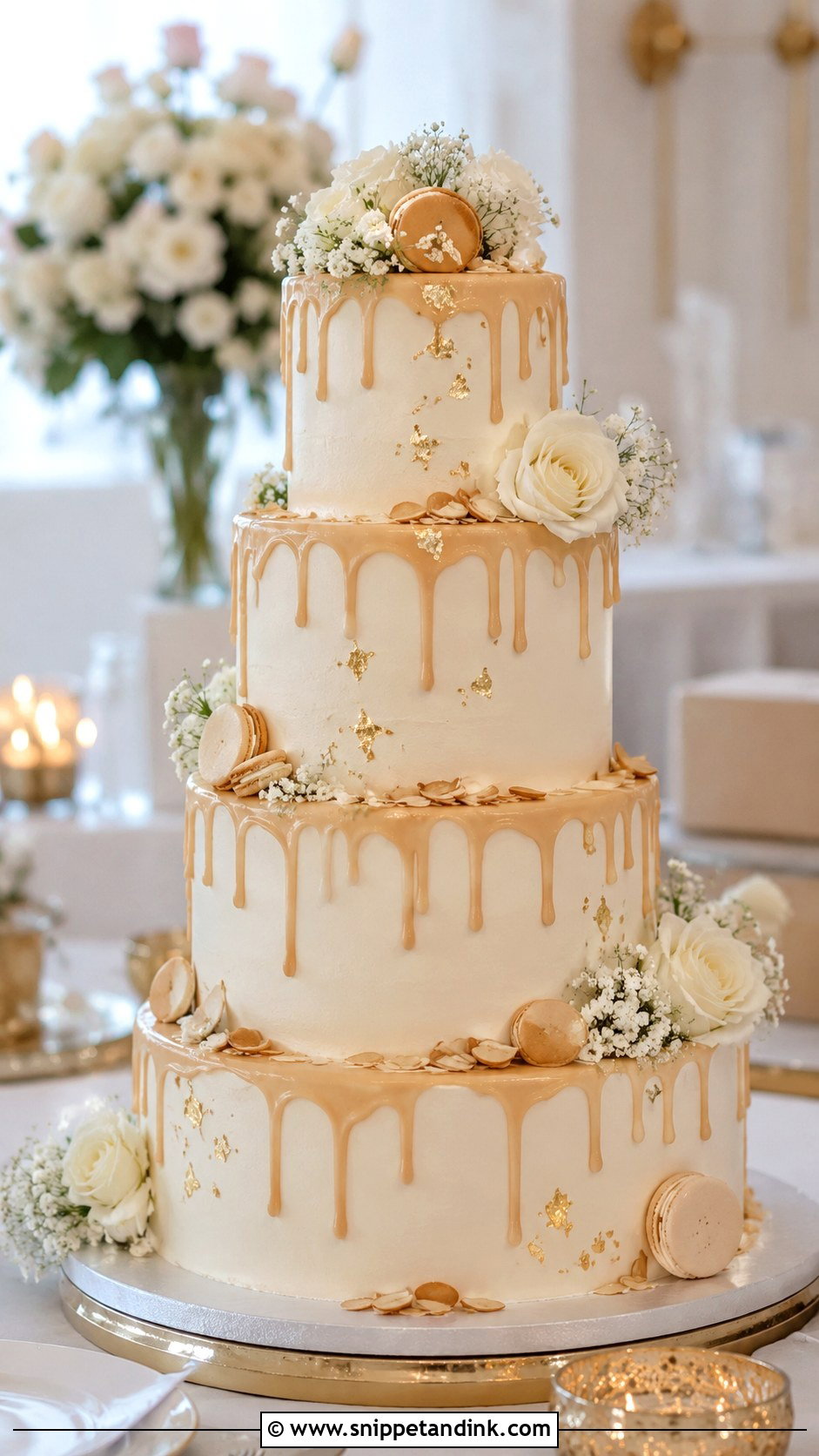 Amaretto Drip Wedding Cake - Snippet and Ink - 20 Amaretto Wedding Cake Ideas