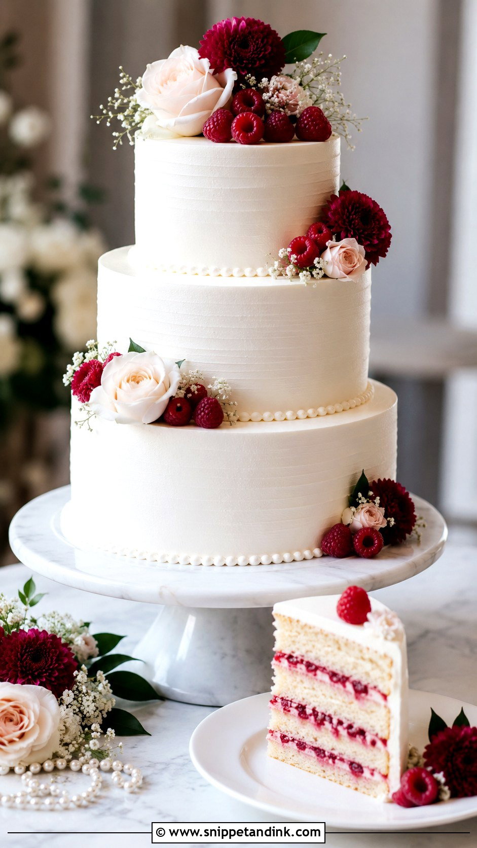Amaretto Raspberry Wedding Cake - Snippet and Ink - 20 Amaretto Wedding Cake Ideas