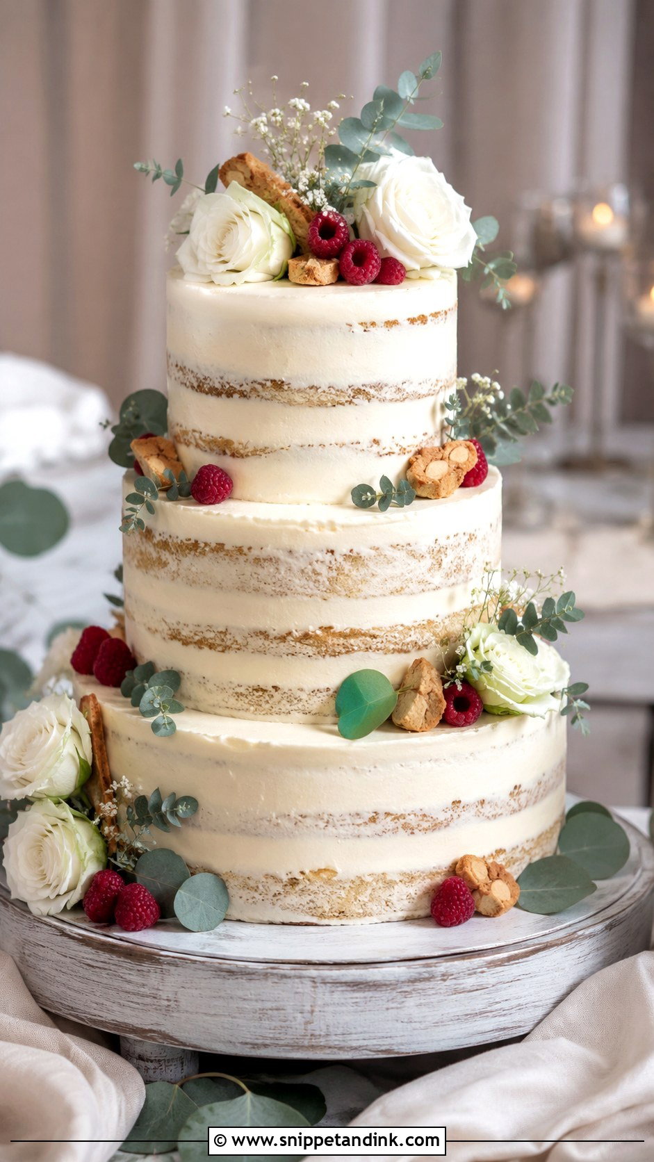Amaretto Semi Naked Wedding Cake - Snippet and Ink - 20 Amaretto Wedding Cake Ideas