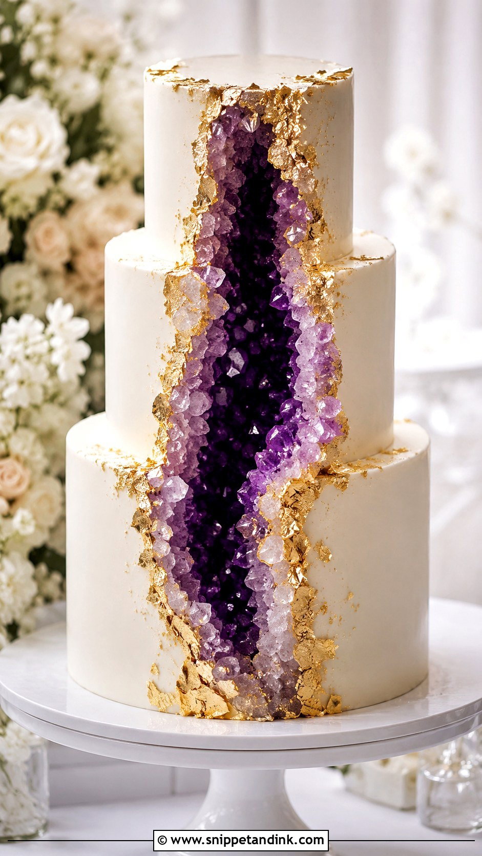 Amethyst Geode Wedding Cake - Snippet and Ink - 30 Geode Wedding Cakes