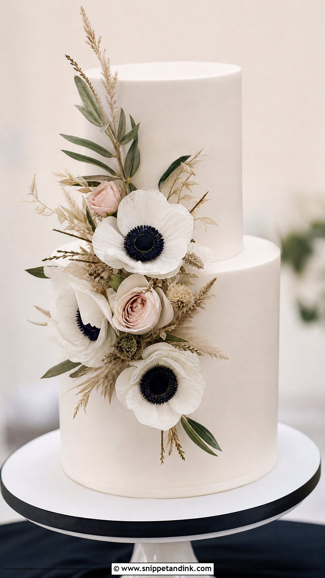 Anemone Bouquet Wedding Cake - Snippet and Ink - 30 Cake Bouquet Ideas for Wedding