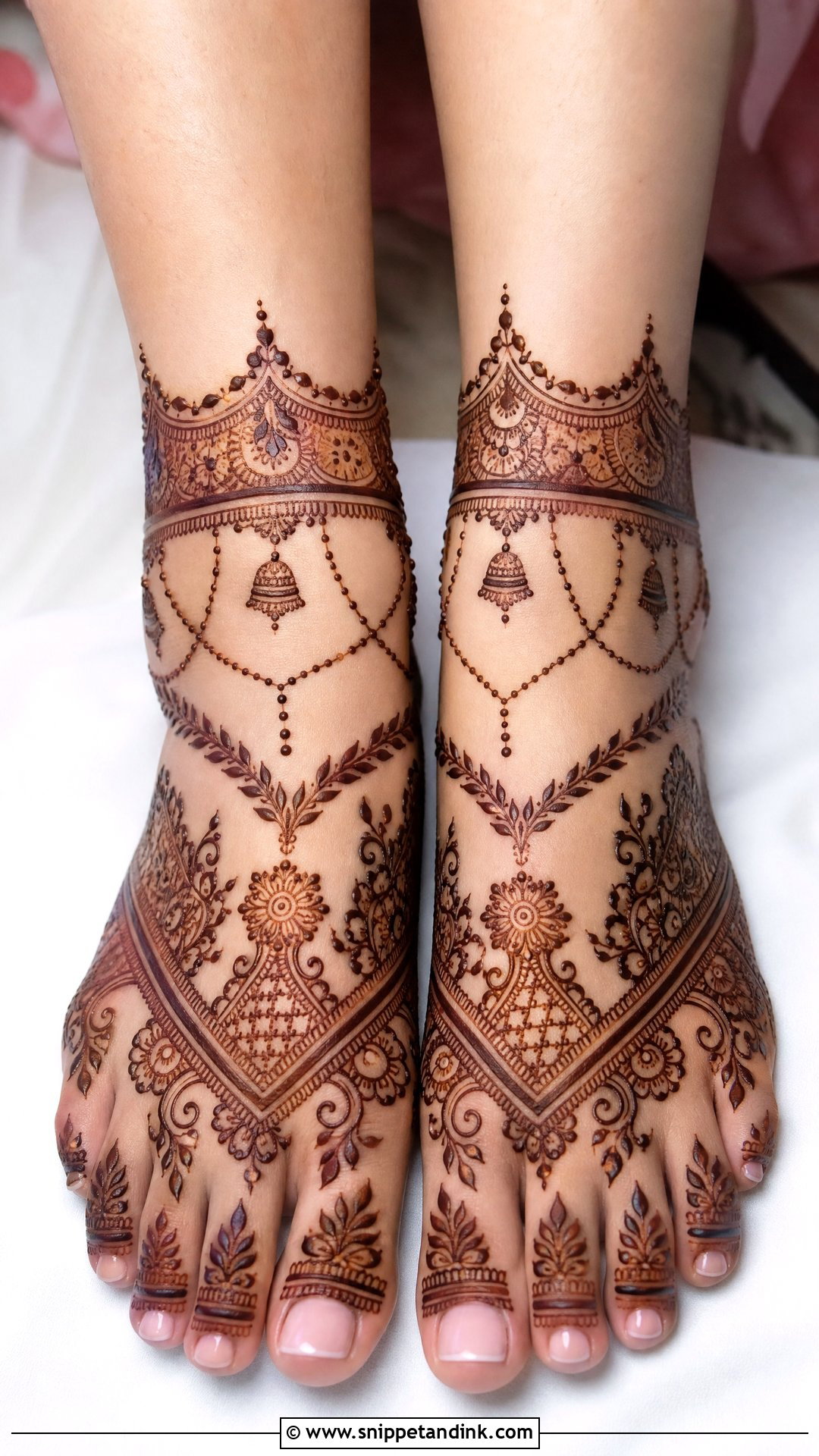 Ankle Bridal Feet Mehndi Design - Snippet and Ink - 30 Bridal Feet Mehndi Designs