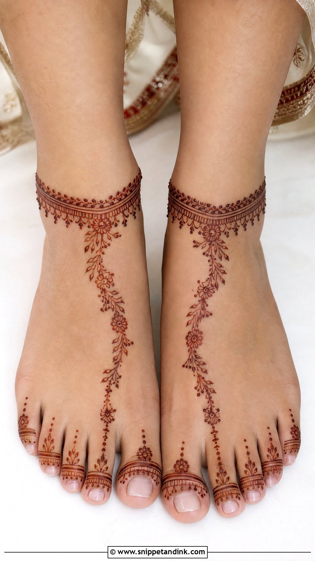 Ankle Bridal Leg Mehndi Design - Snippet and Ink - 20 Legs Bridal Mehndi Designs