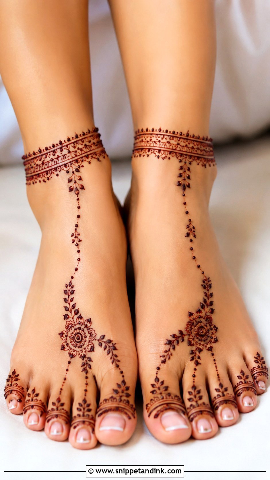 Ankle Foot Mehndi Design - Snippet and Ink - 35 Foot Mehndi Designs
