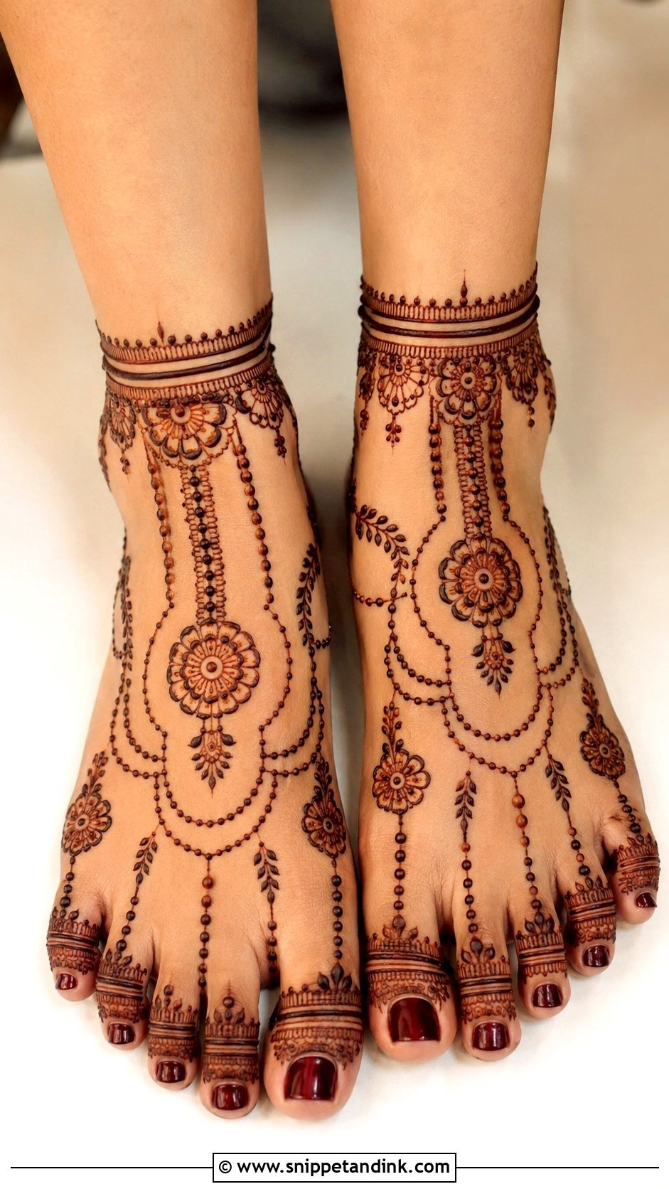 Anklet Bridal Foot Mehndi Design - Snippet and Ink - 30 Bridal Mehndi Designs for Foot