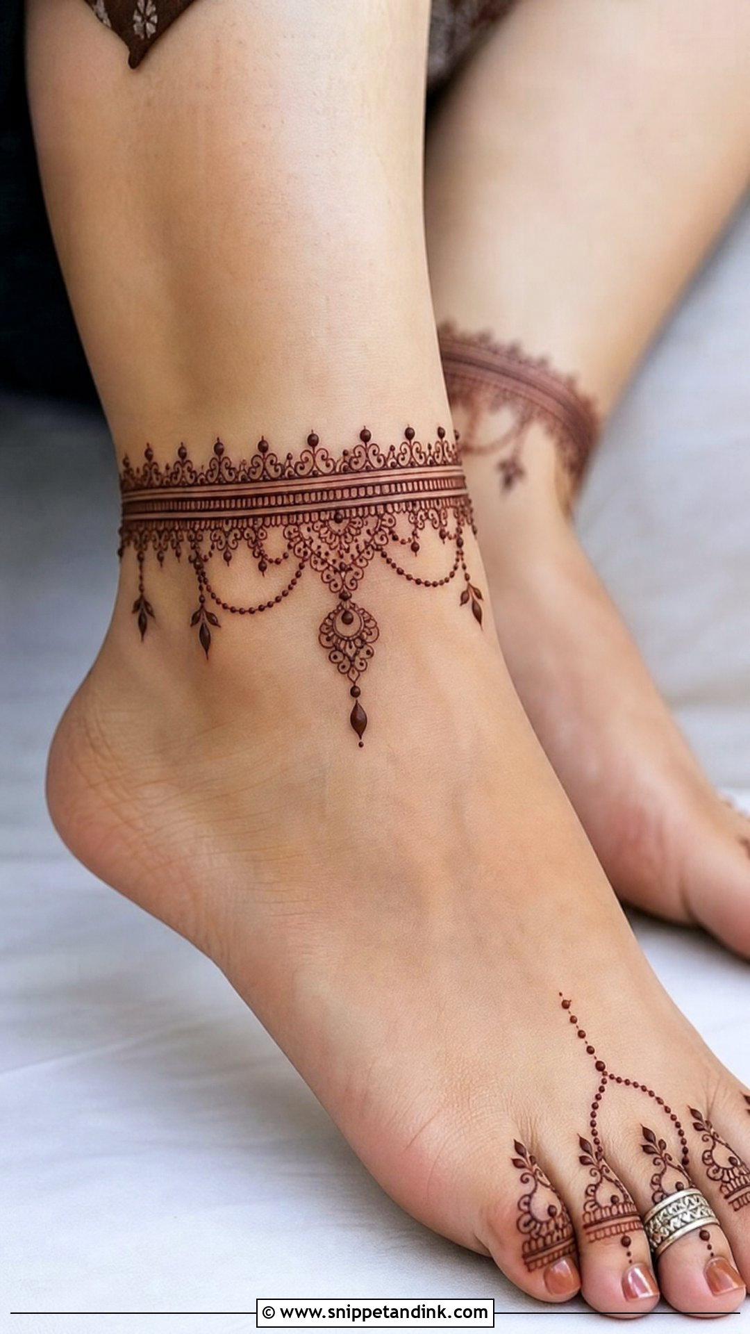 Anklet Tattoo Mehndi Design - Snippet and Ink - 30 Unique Tattoo Mehndi Designs