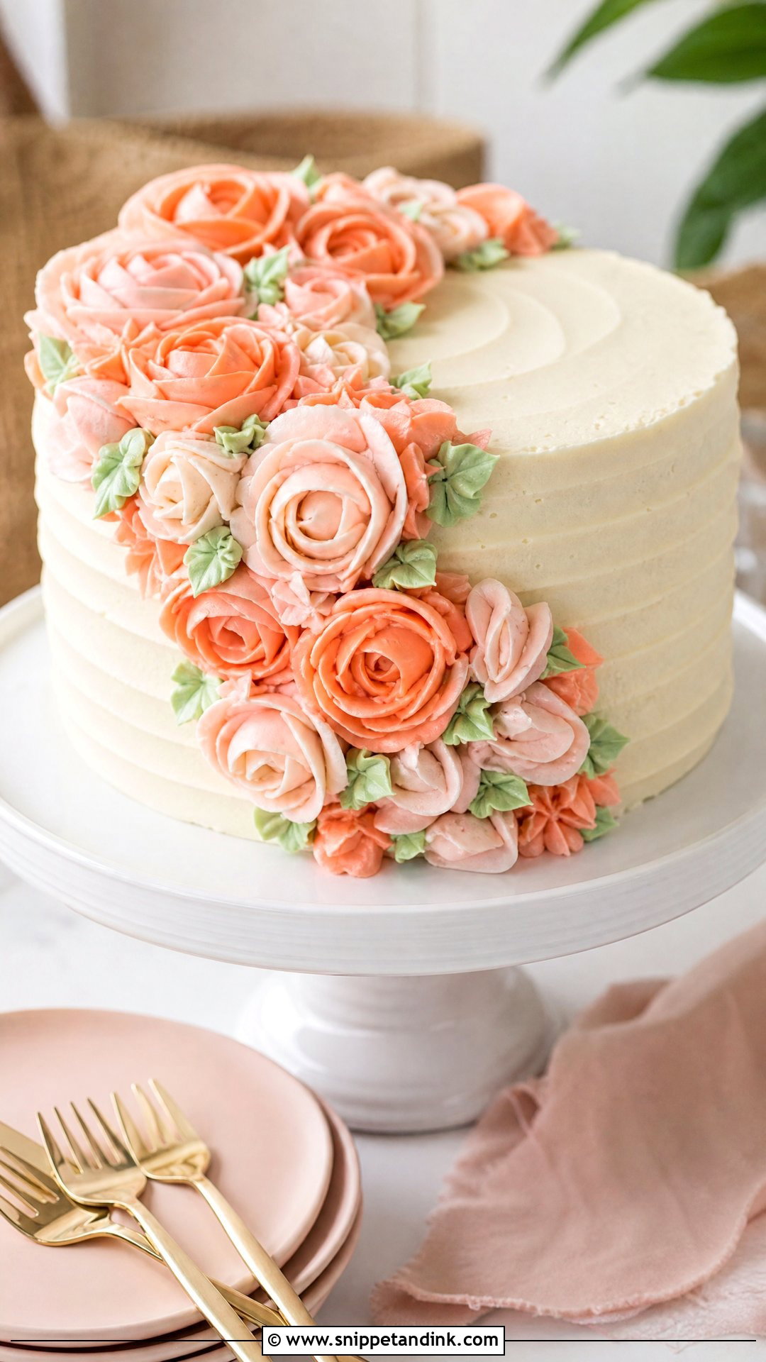 Anniversary Cake With Buttercream Roses - Snippet and Ink - 25 Simple Anniversary Cake Designs