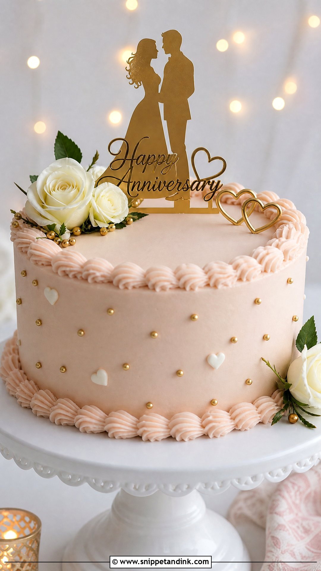 Anniversary Cake With Couple Topper - Snippet and Ink - 30 Marriage Anniversary Cake Design Ideas