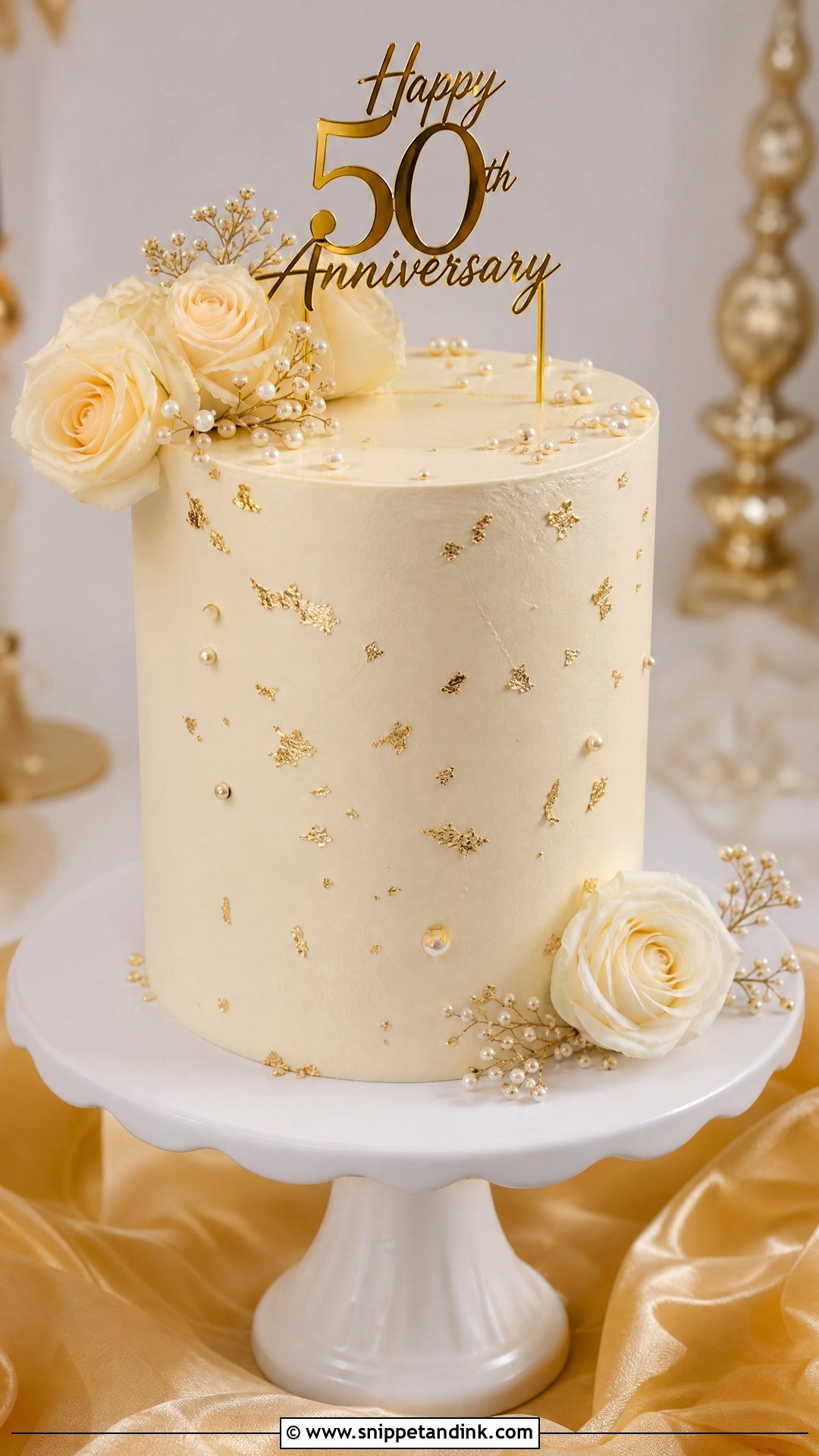 Anniversary Cake With Gold Accents - Snippet and Ink - 25 Simple Anniversary Cake Designs