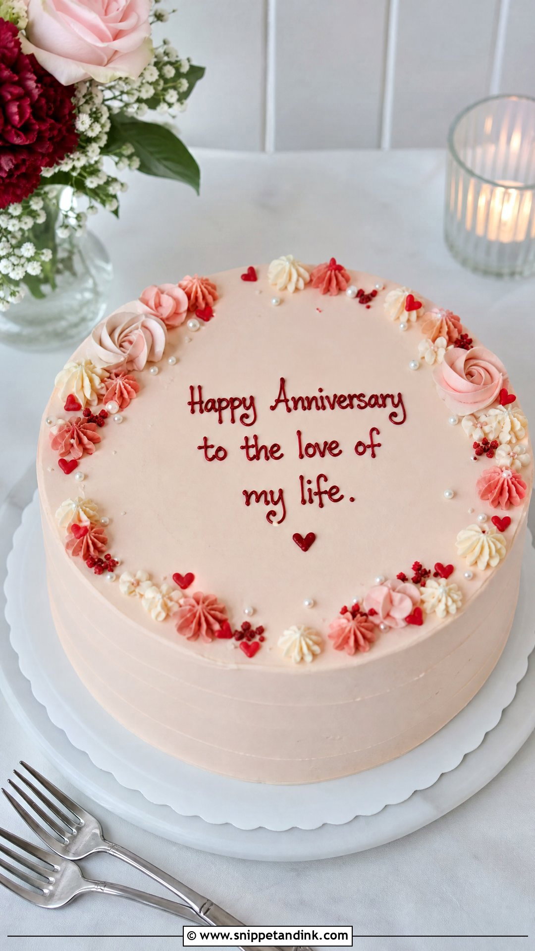 Anniversary Cake With Love Message - Snippet and Ink - 25 Simple Anniversary Cake Designs