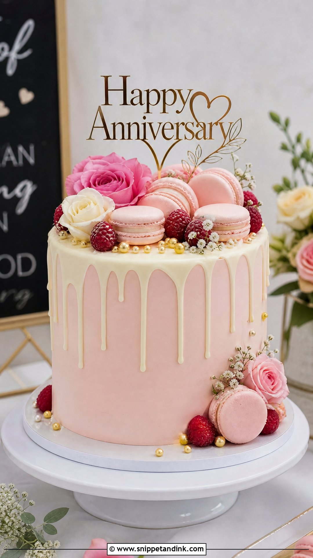 Anniversary Cake With Macarons - Snippet and Ink - 30 Couple Anniversary Cake Ideas