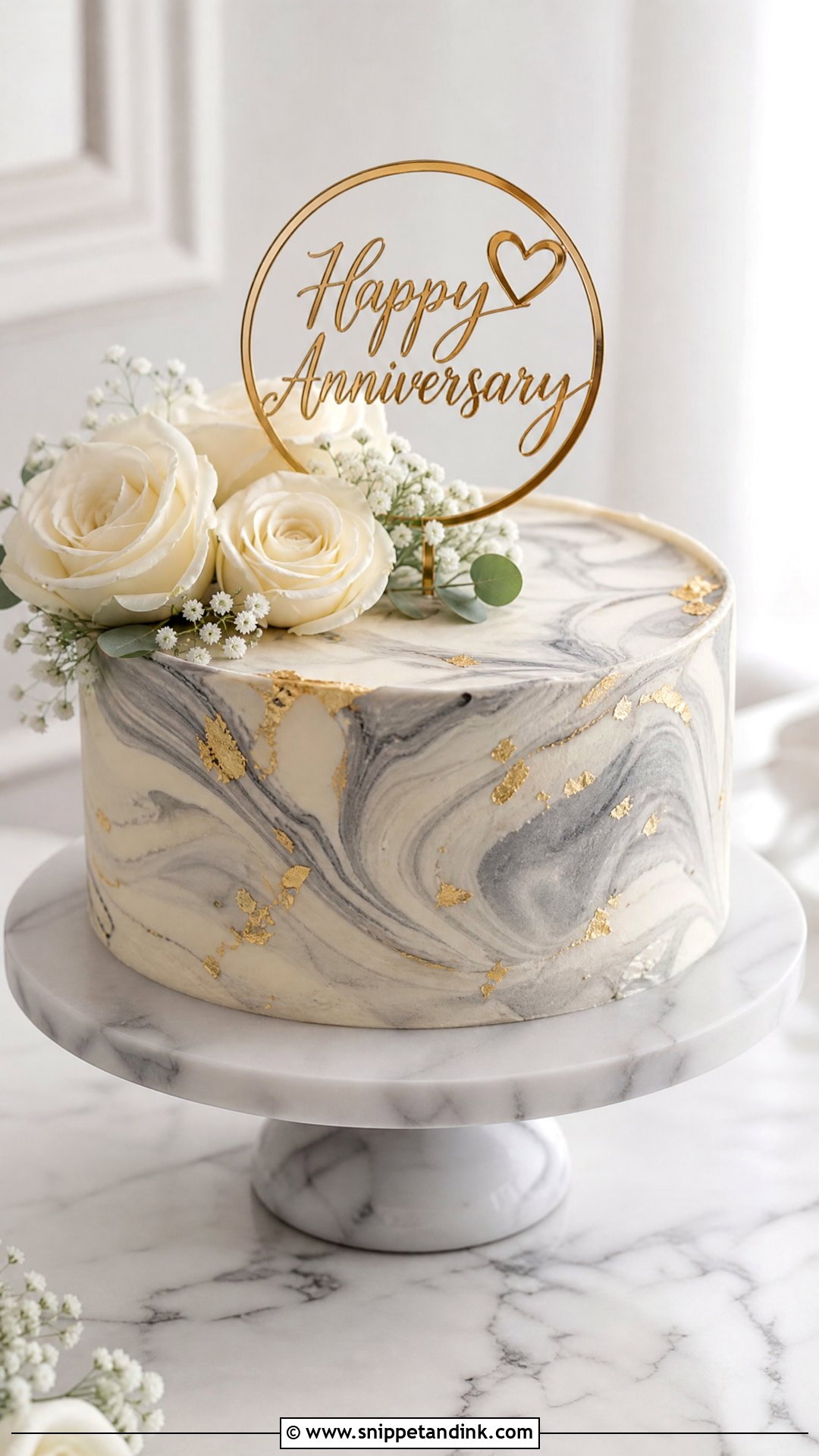 Anniversary Cake With Marble Frosting - Snippet and Ink - 25 Simple Anniversary Cake Designs
