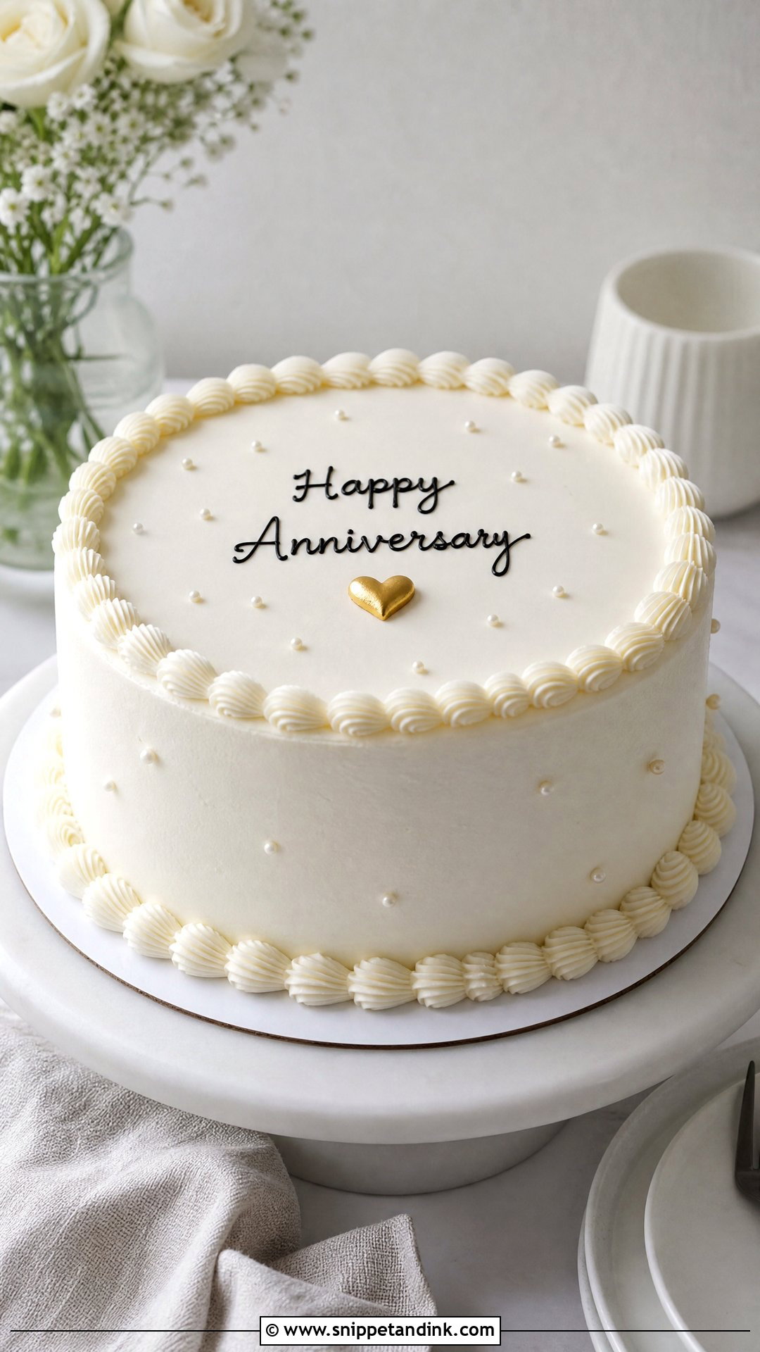 Anniversary Cake With Minimal Piping - Snippet and Ink - 25 Simple Anniversary Cake Designs