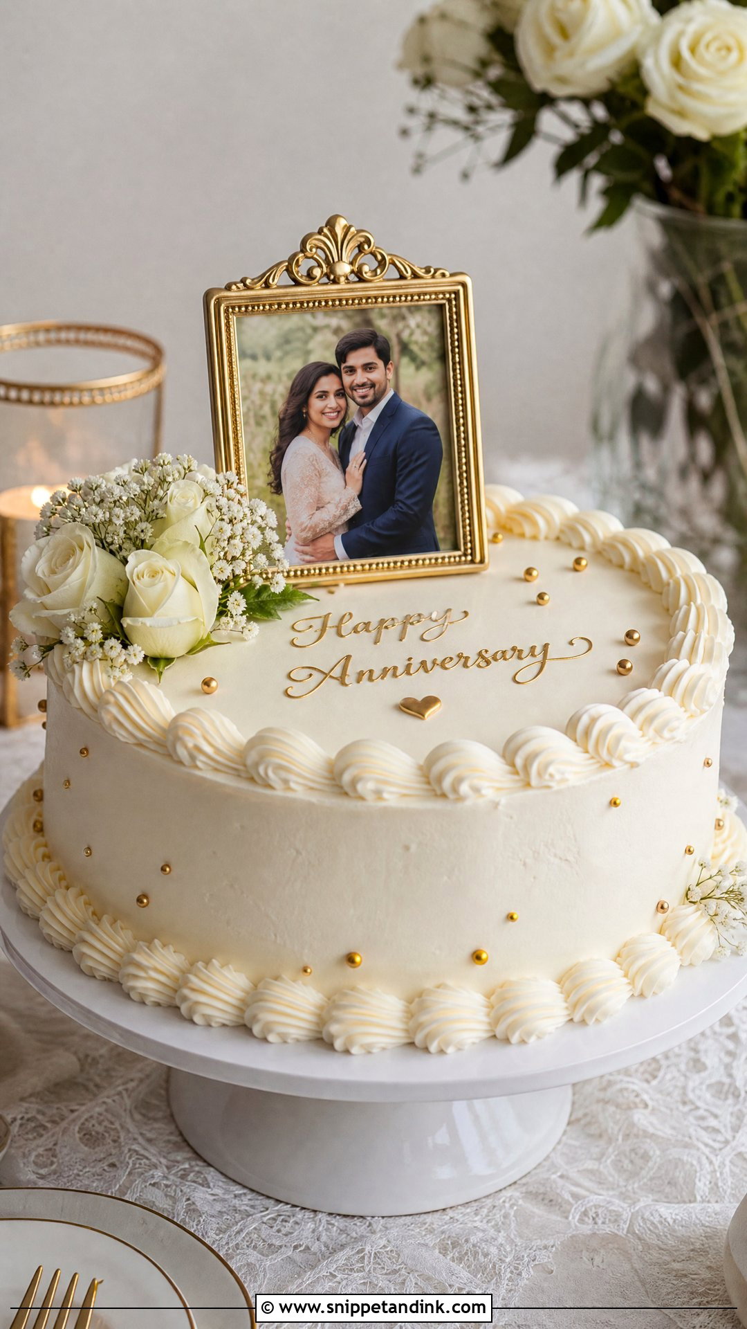 Anniversary Cake With Photo Topper - Snippet and Ink - 25 Simple Anniversary Cake Designs
