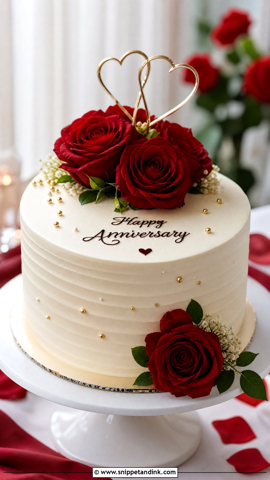 Anniversary Cake With Red Roses - Snippet and Ink - 25 Simple Anniversary Cake Designs