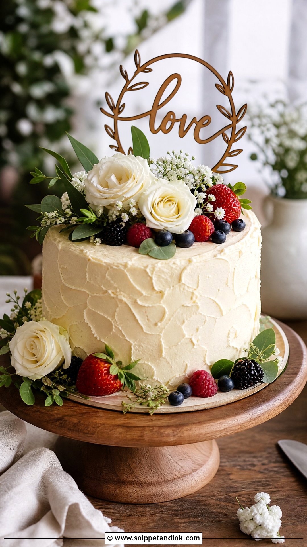Anniversary Cake With Rustic Buttercream - Snippet and Ink - 25 Simple Anniversary Cake Designs