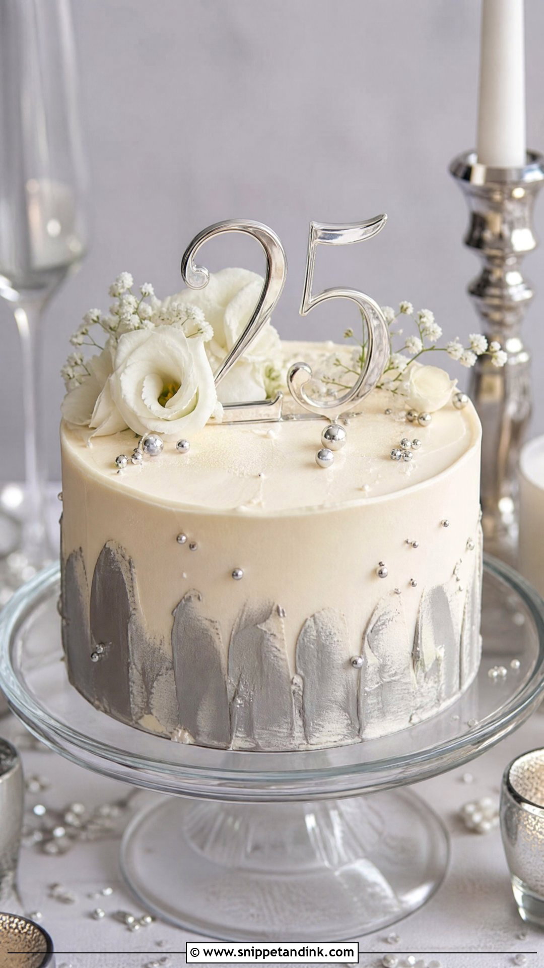 Anniversary Cake With Silver Accents - Snippet and Ink - 25 Simple Anniversary Cake Designs