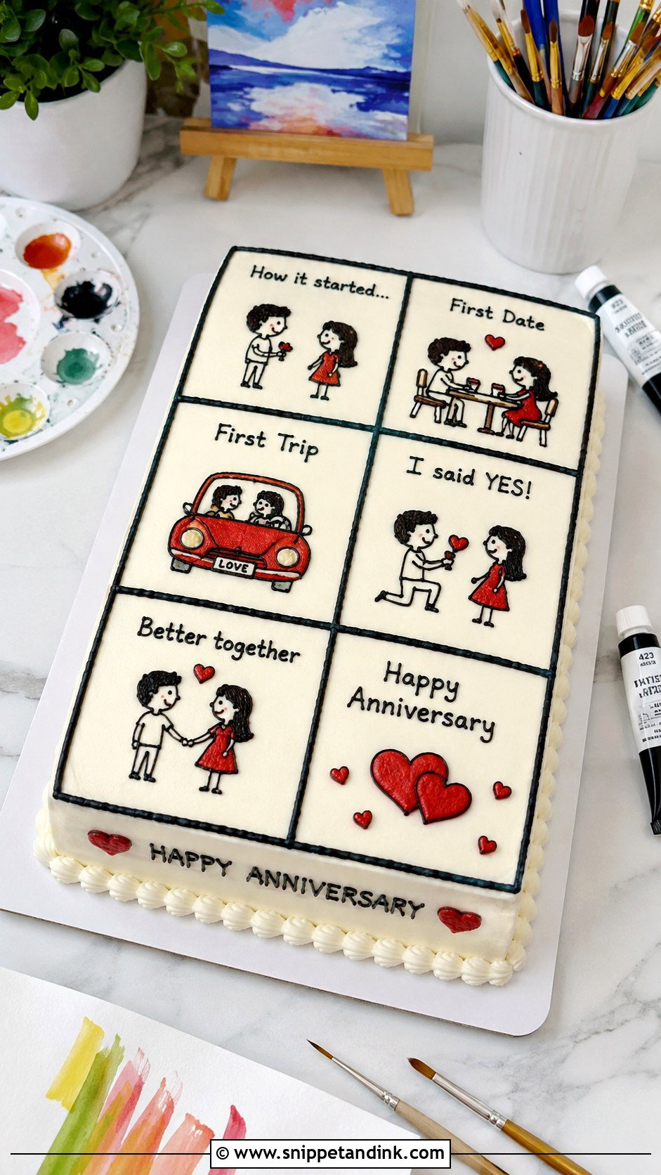 Anniversary Comic Strip Cake - Snippet and Ink - 20 Funny Anniversary Cake Ideas