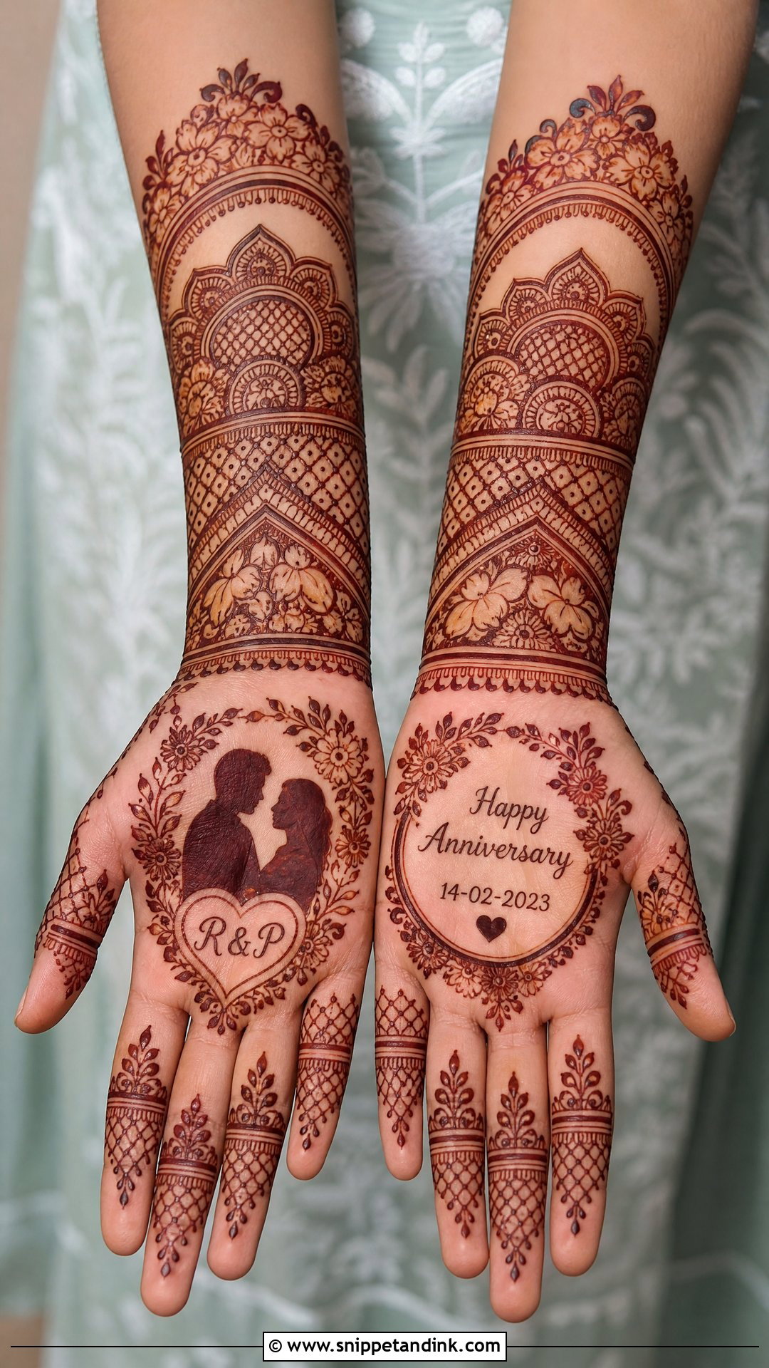 Anniversary Couple Portrait Mehndi Design - Snippet and Ink - 20 25 Anniversary Mehndi Design Ideas